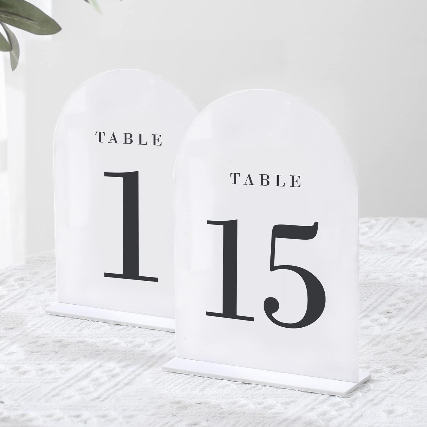 White Acrylic Arched Table Numbers